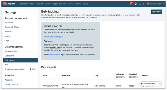 Bulk tagging- template