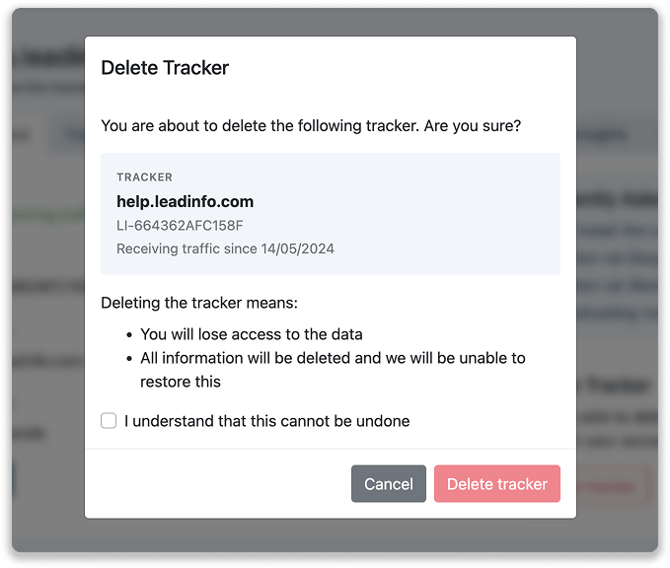 Delete tracker- confirm
