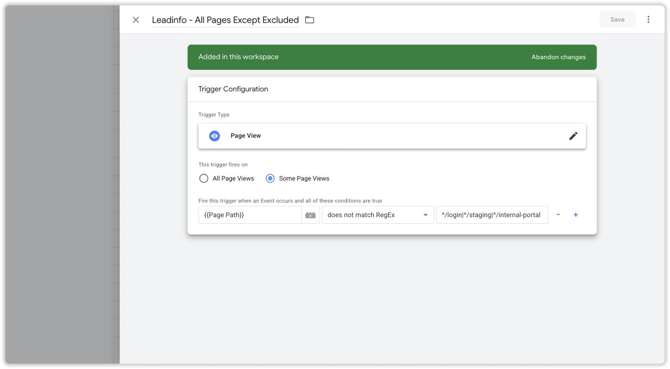 GTM- all pages except excluded 1
