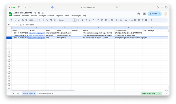 Google Sheet - Google Click ID