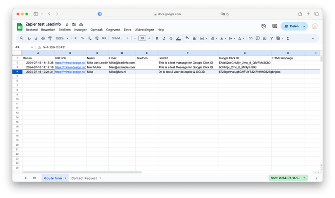 Google Sheet - Google Click ID