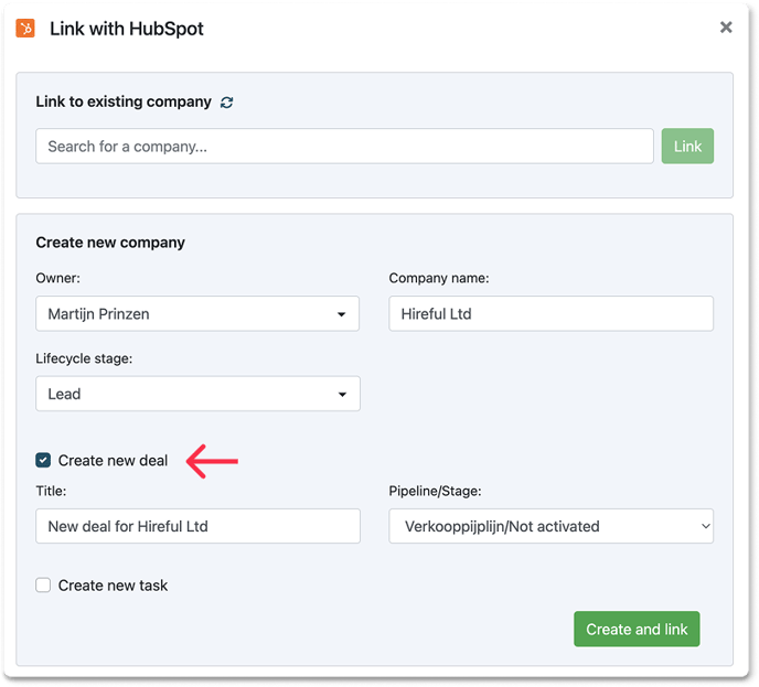 Hubspot new deal