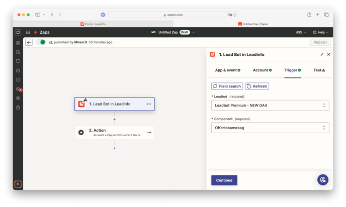 Leadbot Leadinfo - Zapier - Leadbot koppelen