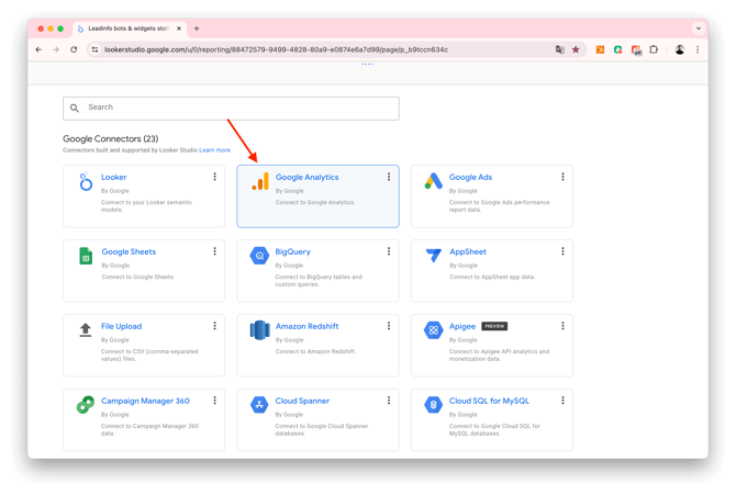 Leadinfo - Looker Studio Rapportage - create new data