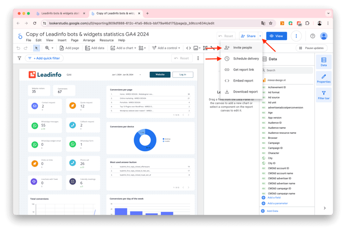 Leadinfo - Looker Studio Rapportage - invite people