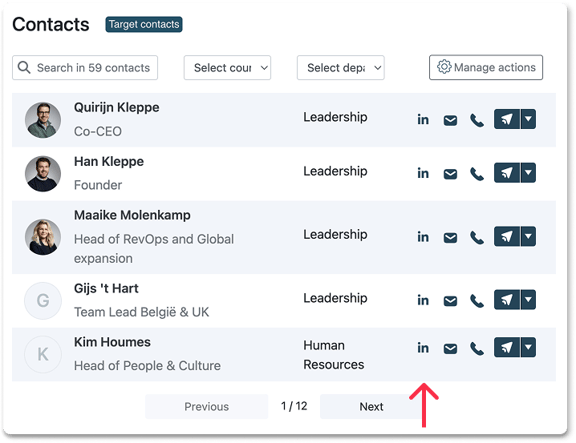 Linkedin contacts
