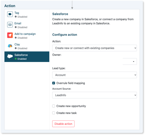 Salesforce action