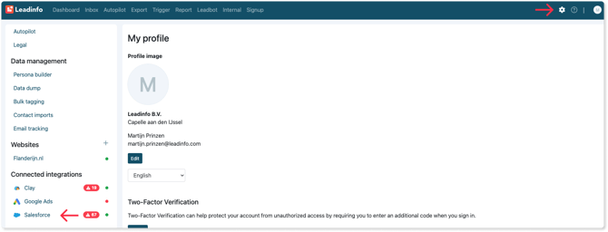 Salesforce settings
