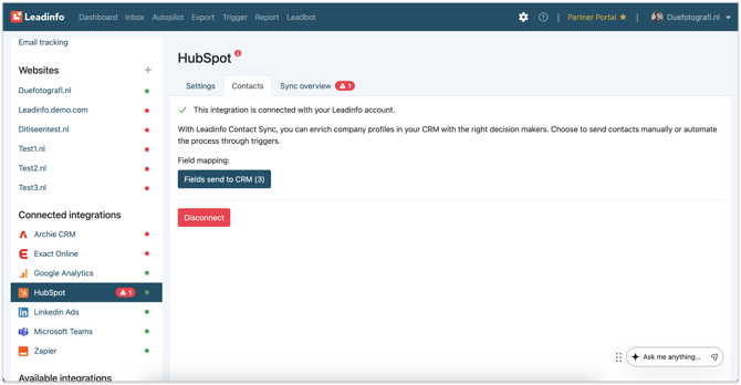 contact push hubspot contacts helpcentre