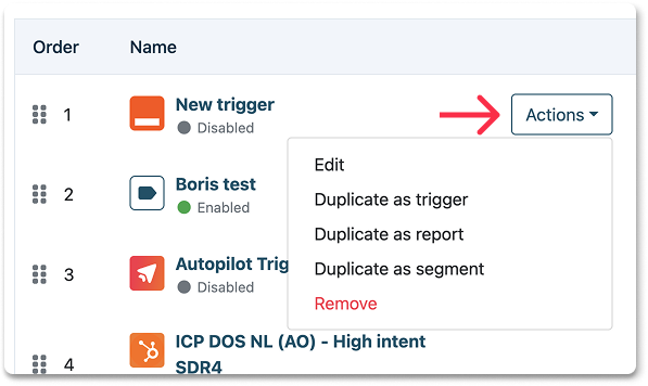 duplicate trigger