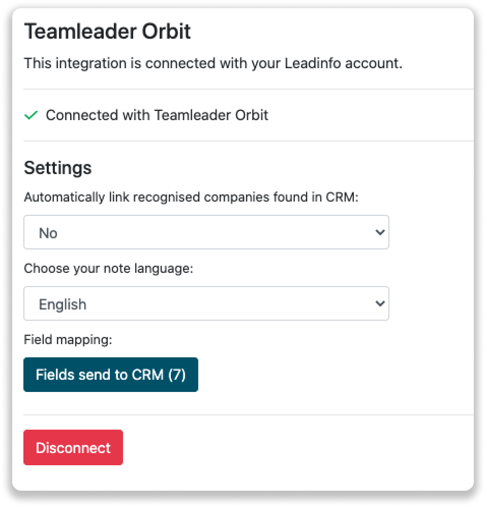 Teamleader Orbit integration
