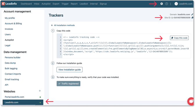 tracking code