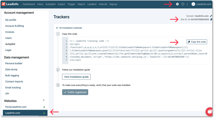 tracking code