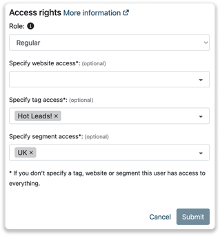user roles- regular- specific access